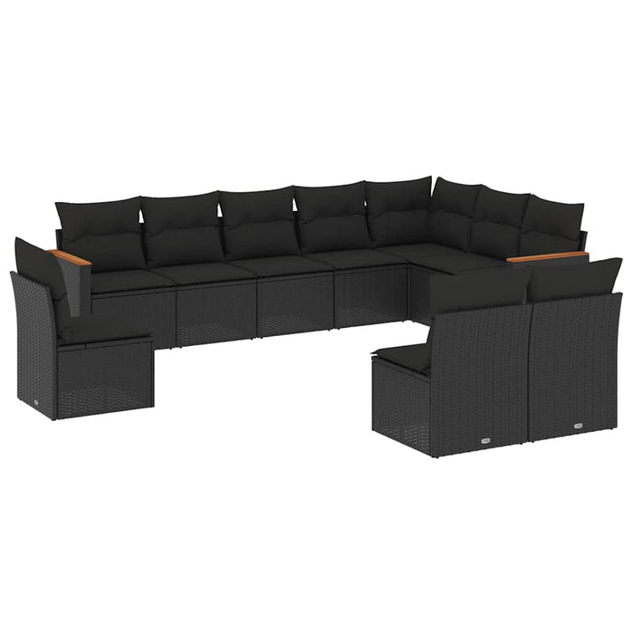 Set canapele de grădină cu perne, 10 piese, negru, poliratan - WALTI WALTI
