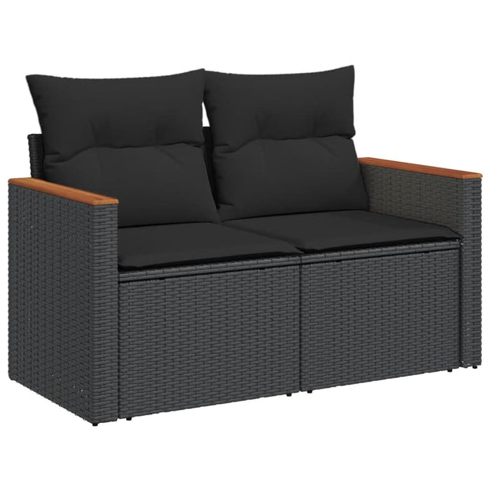 Set canapele de grădină cu perne, 11 piese, negru, poliratan - WALTI WALTI