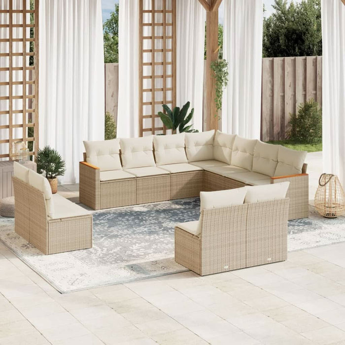 Set canapele de grădină cu perne, 11 piese, bej, poliratan - WALTI WALTI