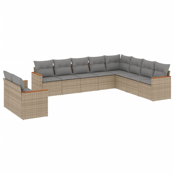 Set canapele de grădină, 10 piese, cu perne, bej, poliratan - WALTI WALTI