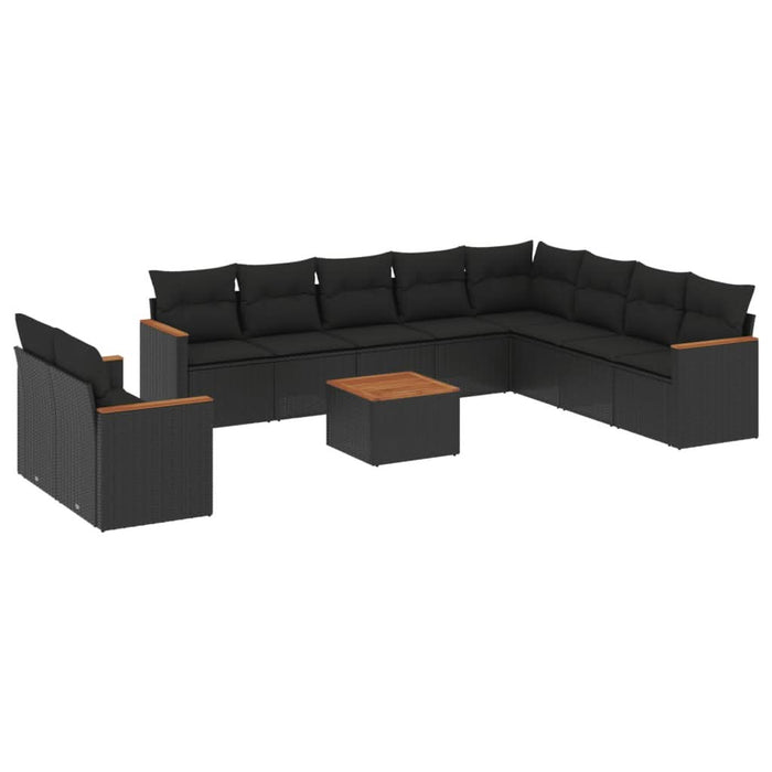 Set canapele de grădină cu perne, 11 piese, negru, poliratan - WALTI WALTI