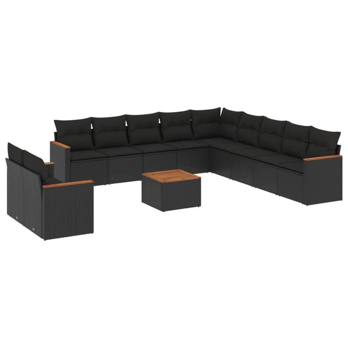 Set canapele de grădină, 12 piese, cu perne, negru, poliratan - WALTI WALTI