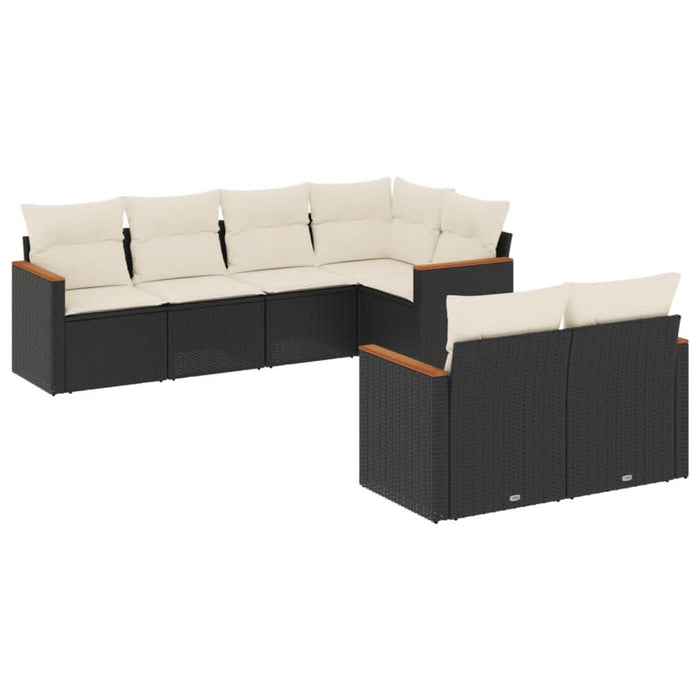 Set canapele de grădină cu perne, 7 piese, negru, poliratan - WALTI WALTI