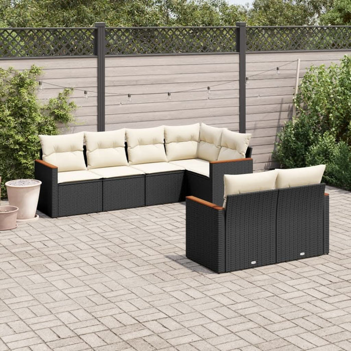 Set canapele de grădină cu perne, 7 piese, negru, poliratan - WALTI WALTI
