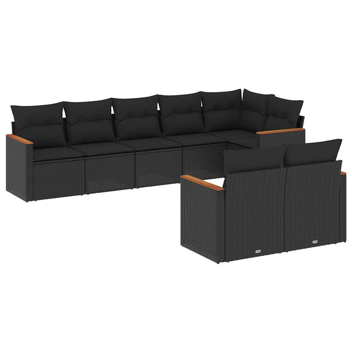 Set mobilier de grădină cu perne, 8 piese, negru, poliratan - WALTI WALTI