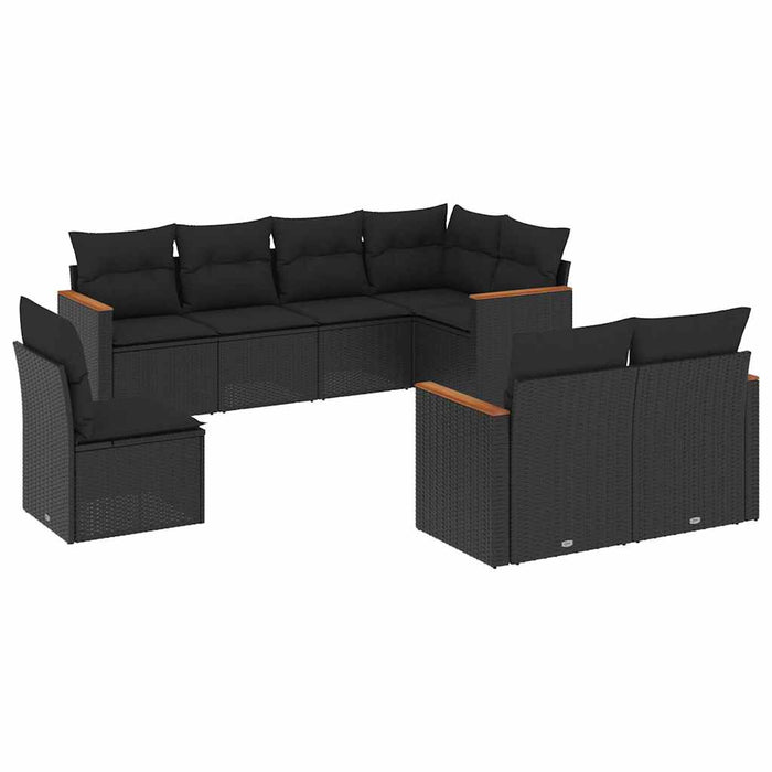 Set mobilier de grădină cu perne, 8 piese, negru, poliratan - WALTI WALTI