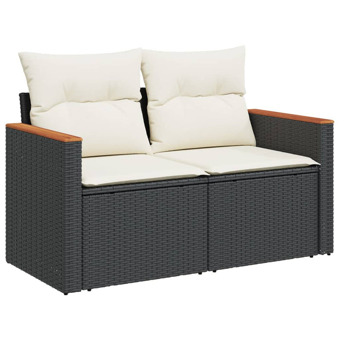 Set mobilier de grădină cu perne, 6 piese, negru, poliratan WALTI