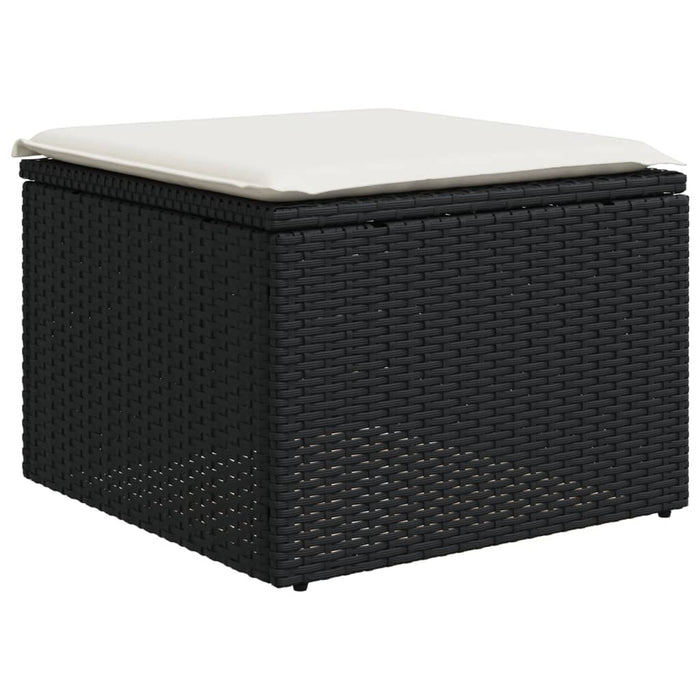 Set mobilier de grădină cu perne, 6 piese, negru, poliratan WALTI