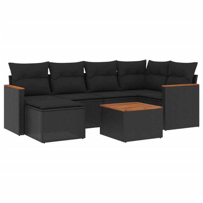 Set canapele de grădină cu perne, 7 piese, negru, poliratan - WALTI WALTI