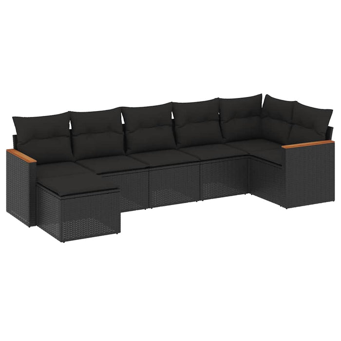 Set canapele de grădină cu perne, 7 piese, negru, poliratan - WALTI WALTI