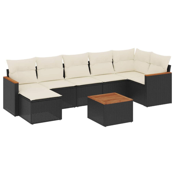 Set mobilier de grădină cu perne, 8 piese, negru, poliratan - WALTI WALTI