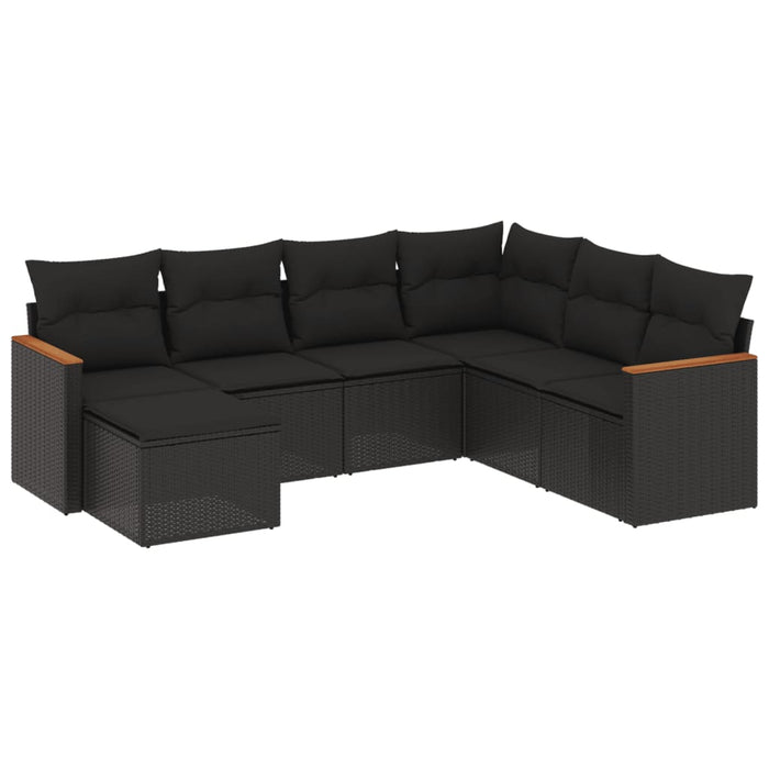 Set canapele de grădină cu perne, 7 piese, negru, poliratan - WALTI WALTI