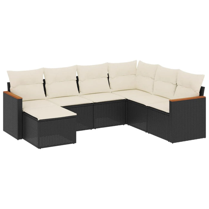 Set canapele de grădină cu perne, 7 piese, negru, poliratan - WALTI WALTI