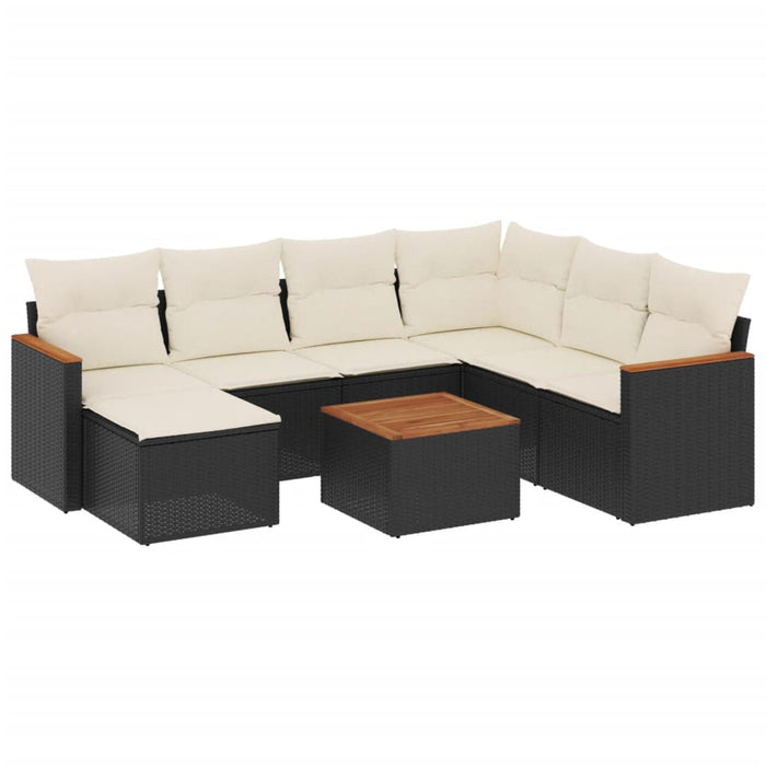 Set mobilier de grădină cu perne, 8 piese, negru, poliratan - WALTI WALTI