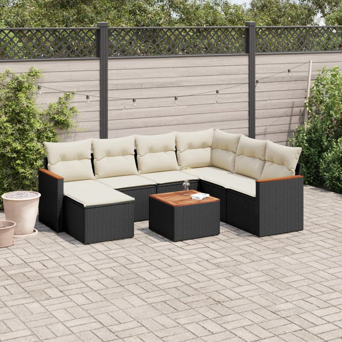 Set mobilier de grădină cu perne, 8 piese, negru, poliratan - WALTI WALTI