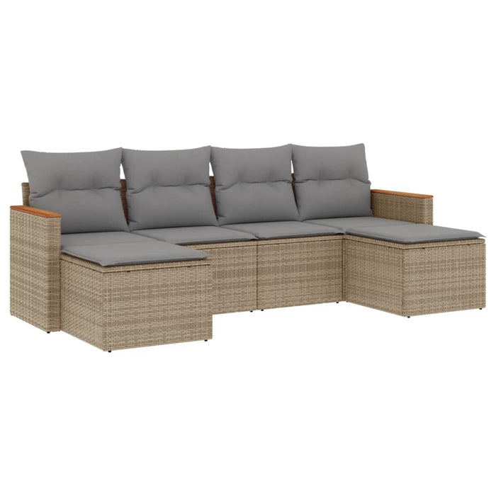 Set canapele de grădină, 6 piese, cu perne, bej, poliratan - WALTI WALTI