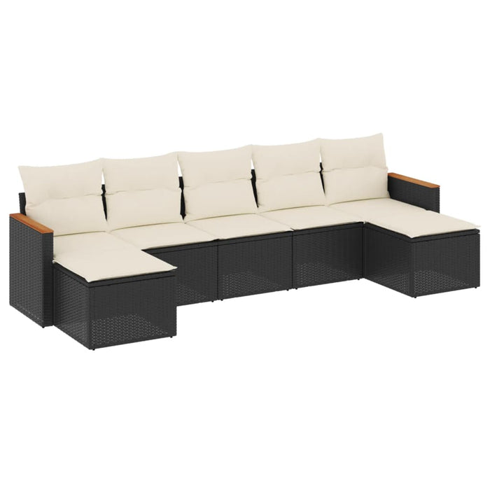 Set canapele de grădină cu perne, 7 piese, negru, poliratan - WALTI WALTI