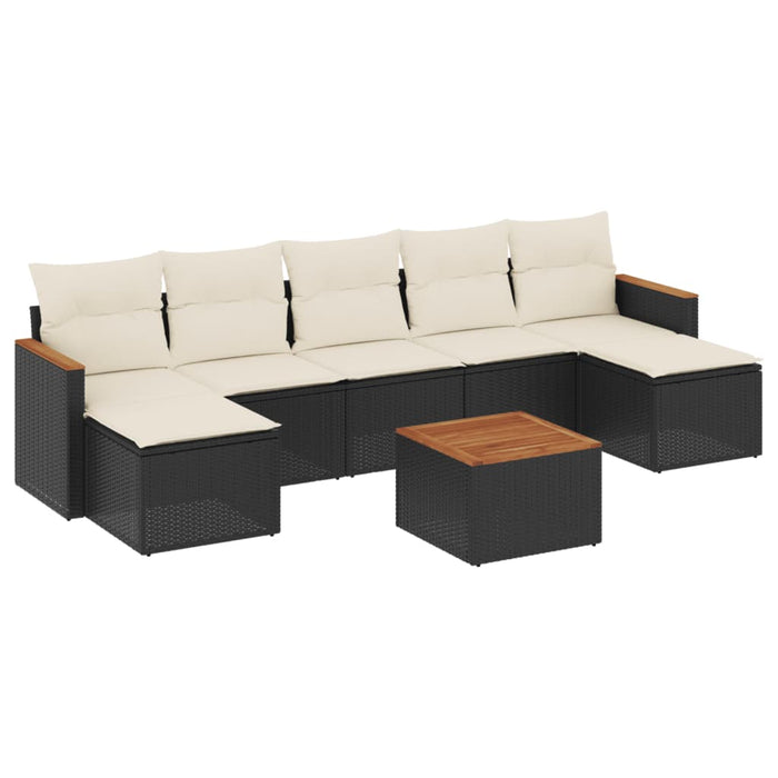 Set mobilier de grădină cu perne, 8 piese, negru, poliratan - WALTI WALTI
