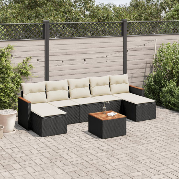 Set mobilier de grădină cu perne, 8 piese, negru, poliratan - WALTI WALTI