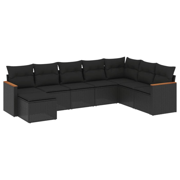 Set mobilier de grădină cu perne, 8 piese, negru, poliratan - WALTI WALTI