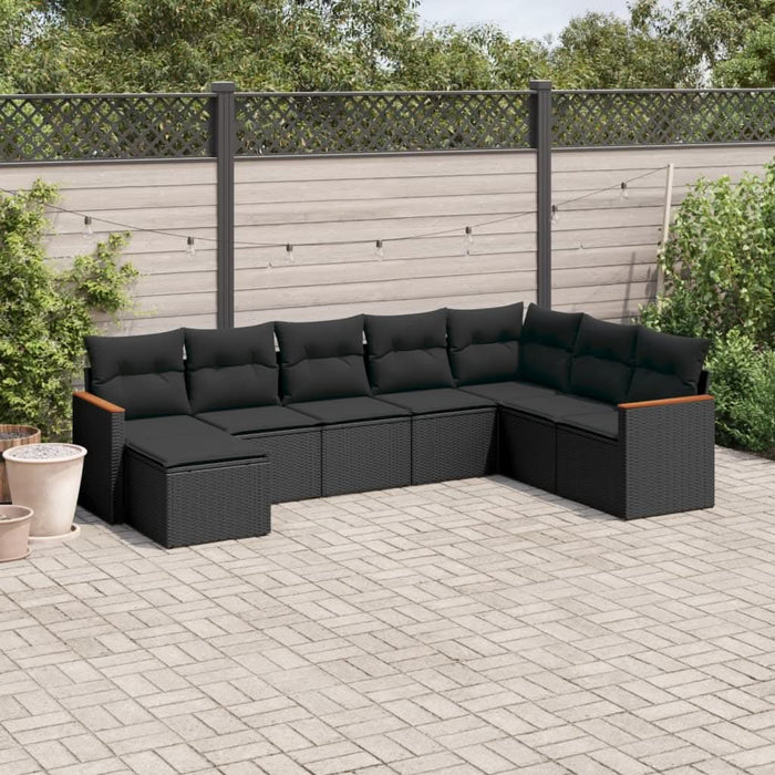 Set mobilier de grădină cu perne, 8 piese, negru, poliratan - WALTI WALTI