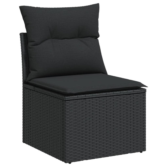Set mobilier de grădină cu perne, 9 piese, negru, poliratan - WALTI WALTI