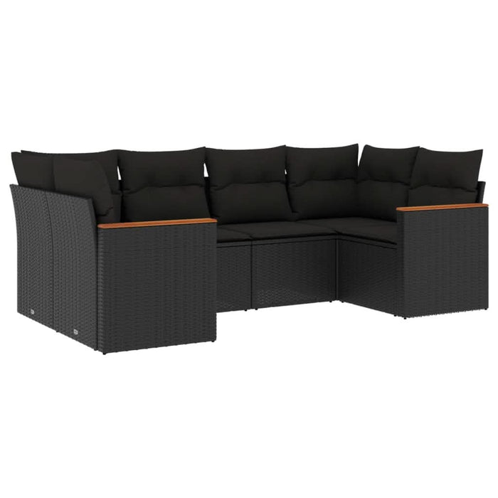 Set mobilier de grădină cu perne, 6 piese, negru, poliratan - WALTI WALTI