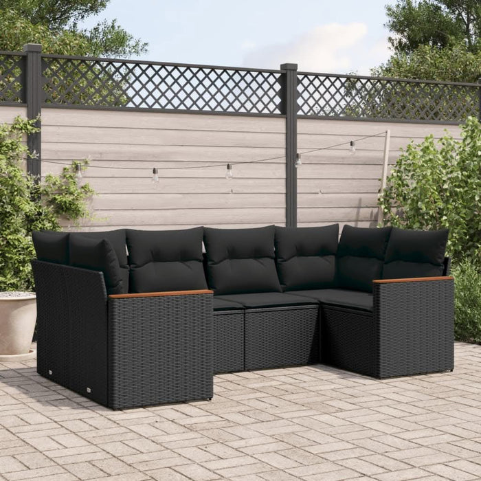 Set mobilier de grădină cu perne, 6 piese, negru, poliratan - WALTI WALTI