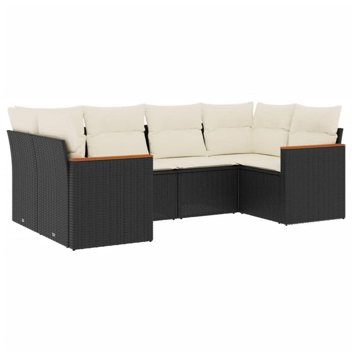 Set mobilier de grădină cu perne, 6 piese, negru, poliratan - WALTI WALTI