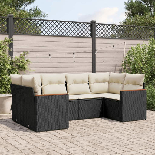 Set mobilier de grădină cu perne, 6 piese, negru, poliratan - WALTI WALTI
