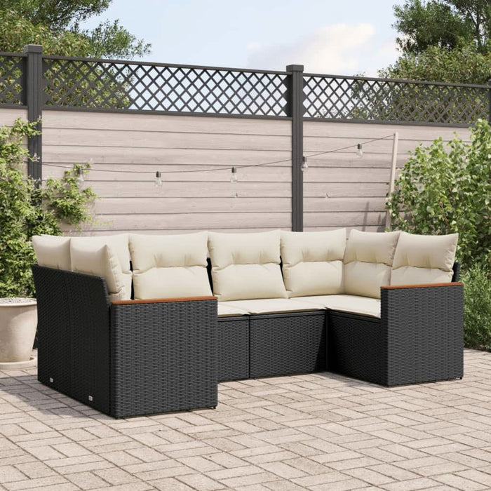 Set mobilier de grădină cu perne, 6 piese, negru, poliratan - WALTI WALTI