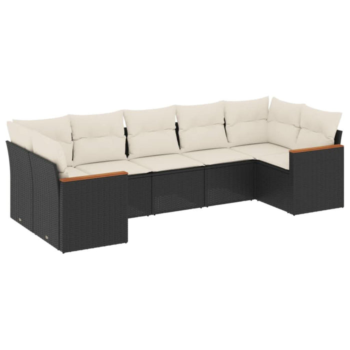 Set canapele de grădină cu perne, 7 piese, negru, poliratan - WALTI WALTI