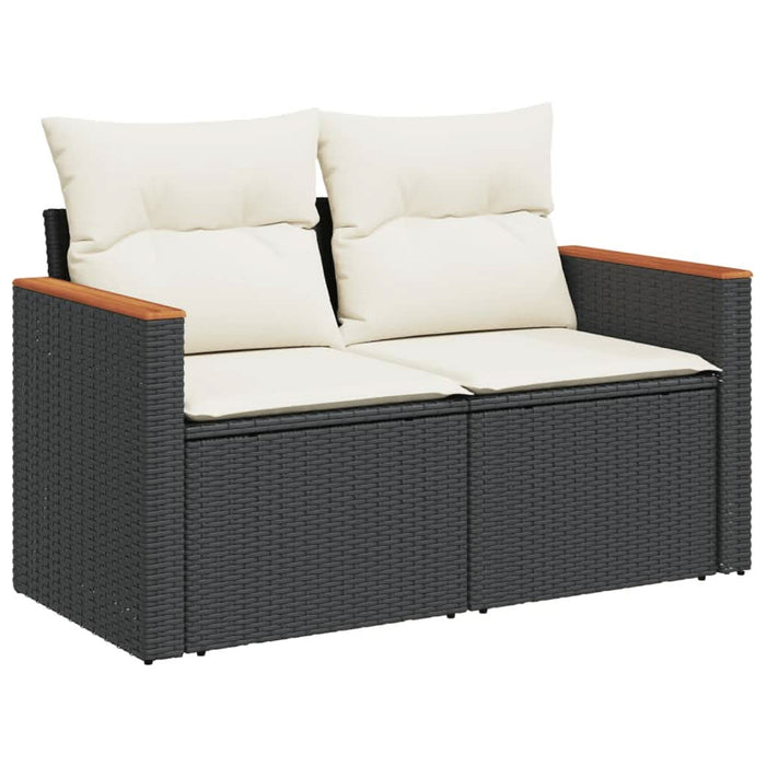 Set canapele de grădină cu perne, 7 piese, negru, poliratan - WALTI WALTI