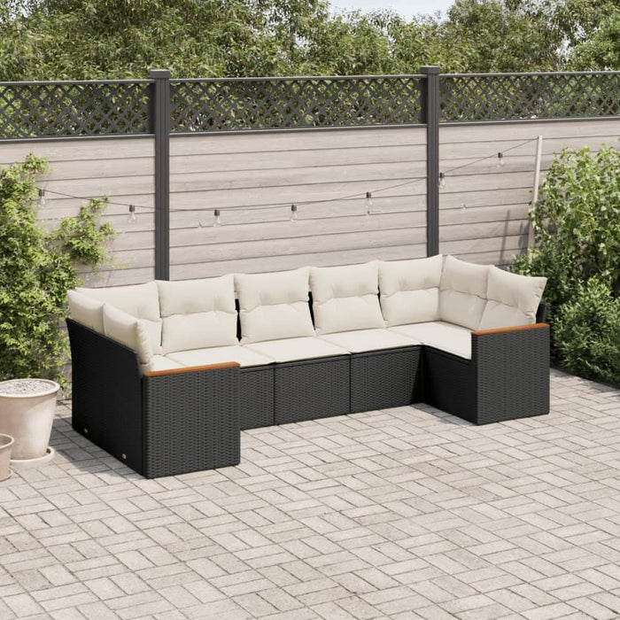 Set canapele de grădină cu perne, 7 piese, negru, poliratan - WALTI WALTI