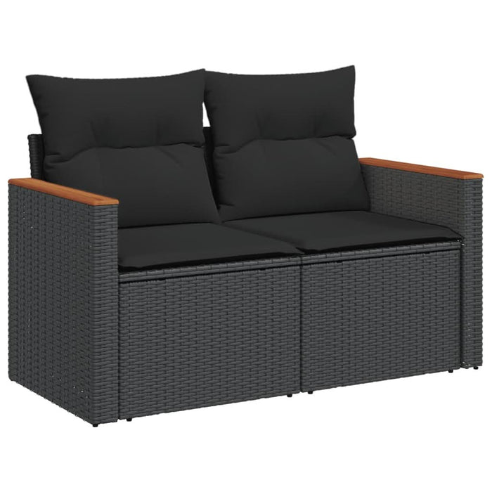 Set mobilier de grădină cu perne, 9 piese, negru, poliratan - WALTI WALTI