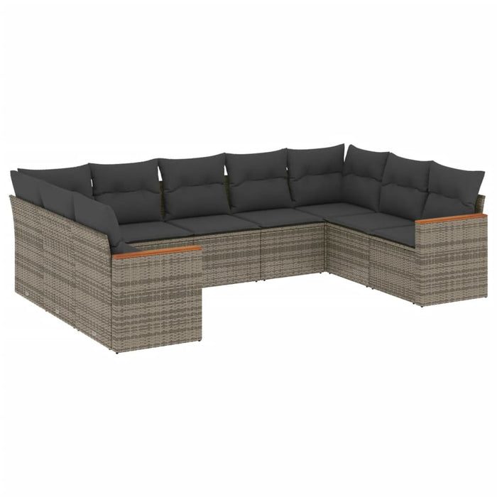 Set canapele de grădină, 9 piese, cu perne, gri, poliratan - WALTI WALTI