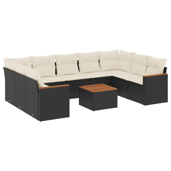 Set canapele de grădină cu perne, 10 piese, negru, poliratan - WALTI WALTI