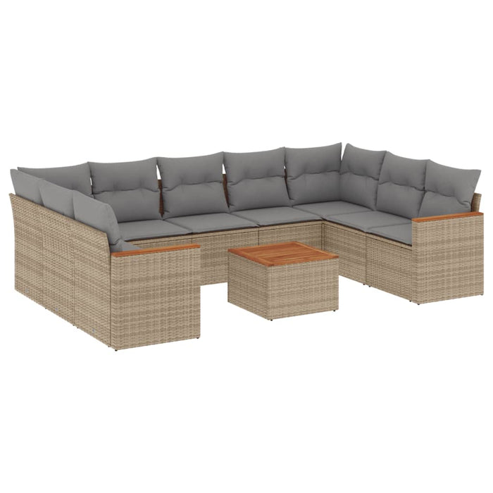 Set canapele de grădină, 10 piese, cu perne, bej, poliratan - WALTI WALTI