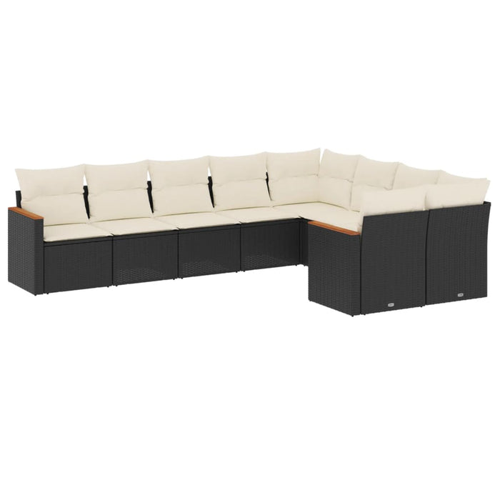 Set mobilier de grădină cu perne, 9 piese, negru, poliratan - WALTI WALTI