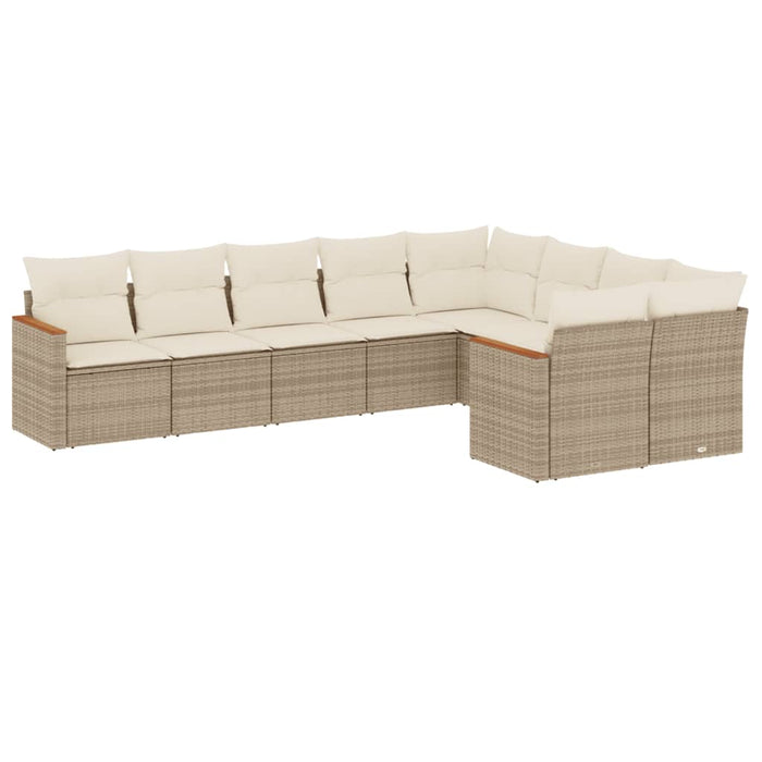 Set canapele de grădină, 9 piese, cu perne, bej, poliratan - WALTI WALTI