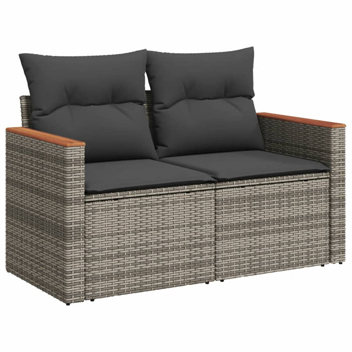 Set canapele de grădină, 9 piese, cu perne, gri, poliratan - WALTI WALTI