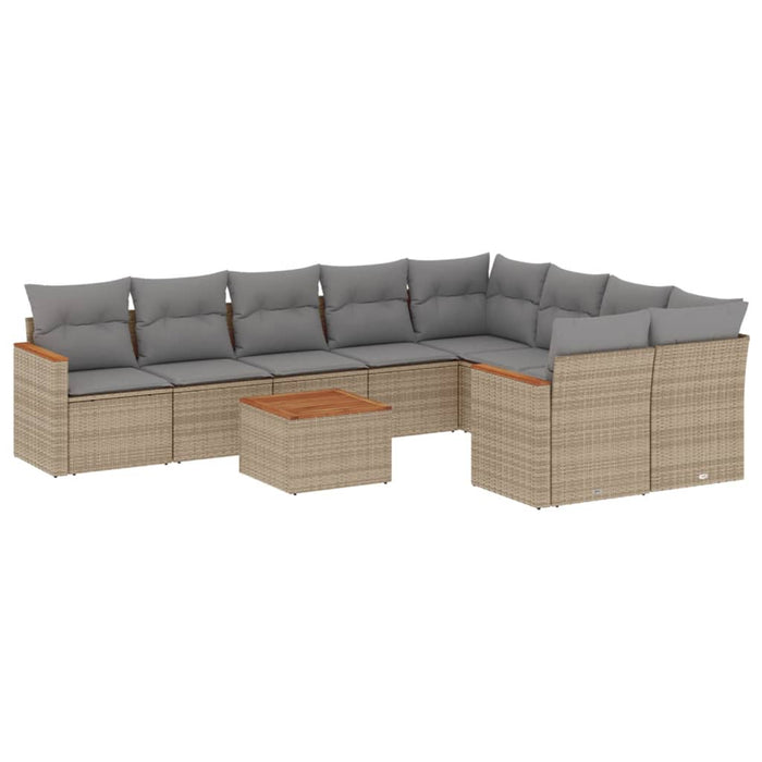 Set canapele de grădină, 10 piese, cu perne, bej, poliratan - WALTI WALTI