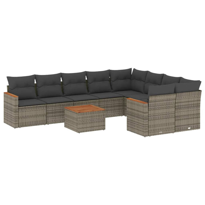 Set mobilier de grădină cu perne, 10 piese, gri, poliratan - WALTI WALTI