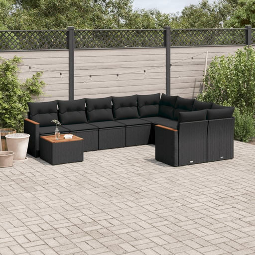 Set canapele de grădină cu perne, 10 piese, negru, poliratan - WALTI WALTI