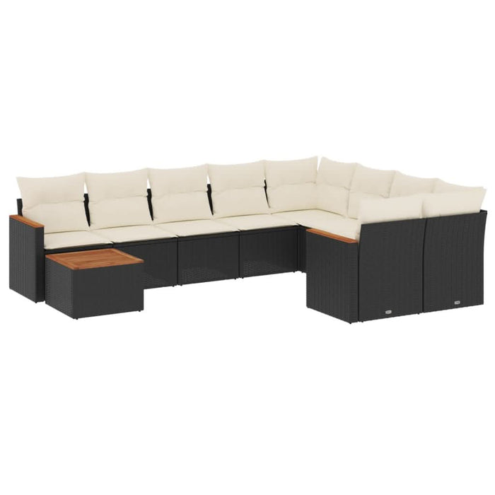 Set canapele de grădină cu perne, 10 piese, negru, poliratan - WALTI WALTI