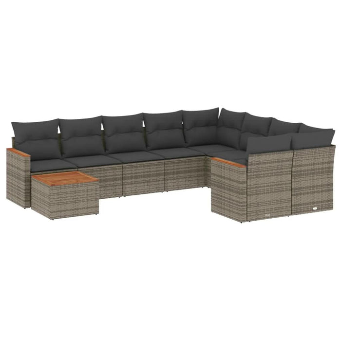 Set mobilier de grădină cu perne, 10 piese, gri, poliratan - WALTI WALTI