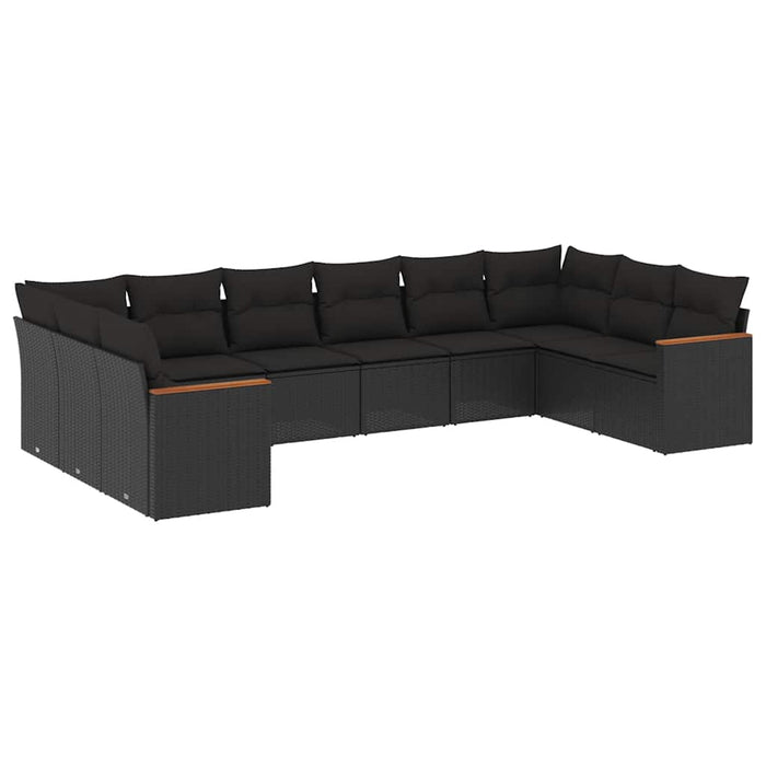Set canapele de grădină cu perne, 10 piese, negru, poliratan - WALTI WALTI