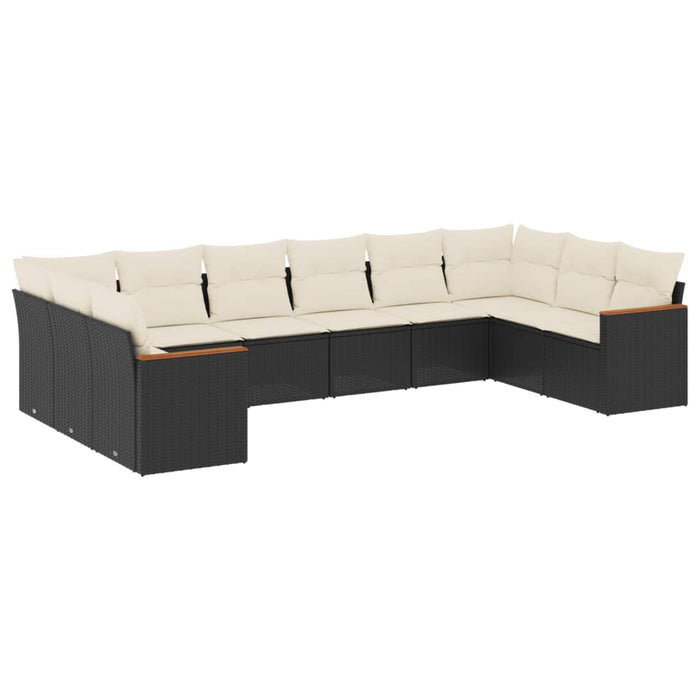 Set canapele de grădină cu perne, 10 piese, negru, poliratan - WALTI WALTI