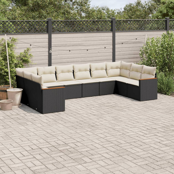 Set canapele de grădină cu perne, 10 piese, negru, poliratan - WALTI WALTI