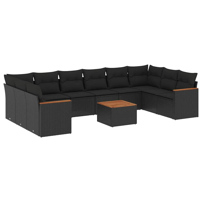 Set canapele de grădină cu perne, 11 piese, negru, poliratan - WALTI WALTI